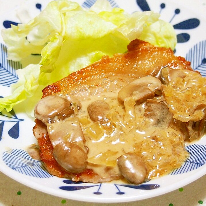 マッシュルームソースで美味 豚肉ステーキ レシピ 作り方 By 京たまご86 楽天レシピ マッシュルームソースで美味 豚肉ステーキ レシピ 作り方 By 京たまご86 楽天レシピ